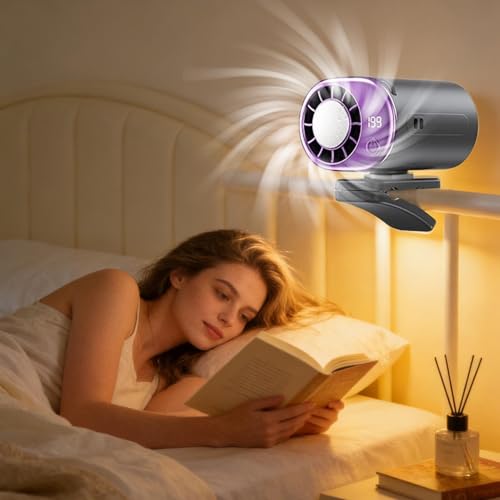 Ventilador para camping y coche portátil con clip ajustable e iluminación 6