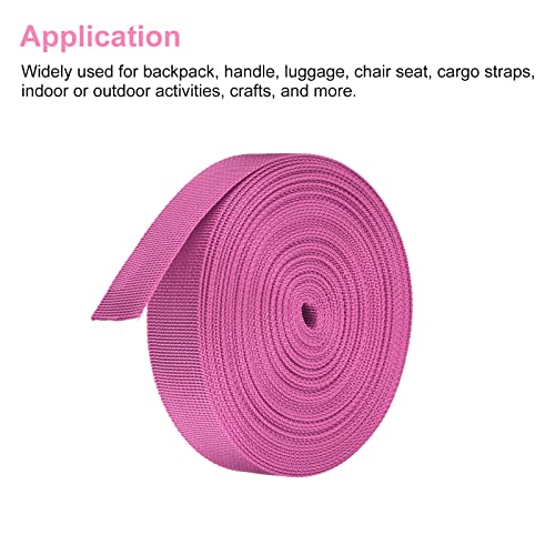 Image of MECCANIXITY Flat Nylon Webbing Strap 1 Inch 10 Yards Light Rose Red for Backpack, Luggage
