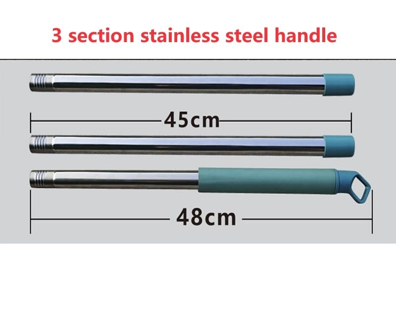 Stainless Steel Wire Broom with 3 Detachable Pole, Stiff Metal Brush Deck Scrub, Brush Long Handle Floor Scrub Bristles Brush, Tile Deck Cleaning Tool Scrub Brush for Cleaning Moss Grout Garden Garage