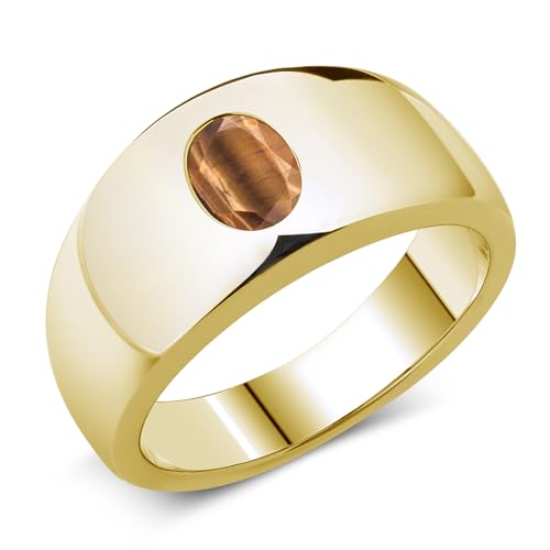 Gem Stone King Men’s 18K Yellow Gold Plated Silver Gemstone