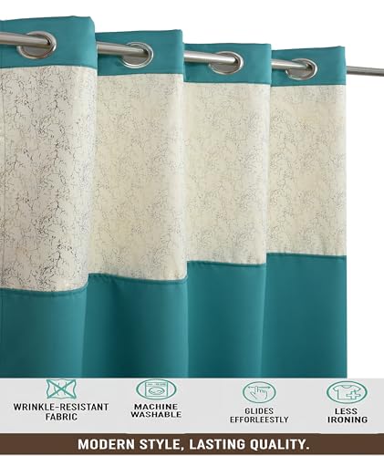 Image of IVAZA Dual-Tone Design 100% Complete Blackout Curtains - Room Darkening Curtain for Door -, Heavy Blackout, Thermal Insulation Curtains, Black Out Curtains 8 feet Long Set of 2 Firozi