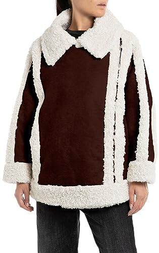 Veste en fourrure Replay W7816 blouson d'hiver chaud sherling manteau court femme