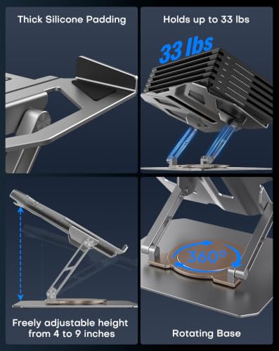 Image of OMOTON Heavy Laptop Stand for Desk, 360 Rotating Aluminum Gaming Riser