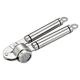 Iwähle Verdickungs Upgrade Langlebig Edelstahl Knoblauchpresse, Rostfrei, Spülmaschinenfest, Knoblauch Crusher Squeezer Masher 20.3×5.4×3cm