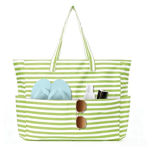 flintronic Bolsa de Playa Grande Mujer, Bolso de Mano Impermeable Plegable, Bolsa de Playa Grande Mujer Impermeable con Cremallera, Bolsa de Hombro Plegable, para Playa, Viajes, Piscina