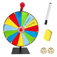 HooBnas Glücksrad zum Drehen, 30cm Gluecksrad Gluecksrad, 15 Slots Glücksrad zum Selbstgestalten, Glücksrad mit Markierungsstift,Radiergummi und Würfe, für Lotteriespiele,Wortspiele,Karneval Party.