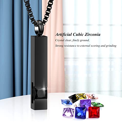 XSMZB Crystal Cremation Urn Jewelry Cube Memorial Ashes Necklace Pendant Keepsake- Black Birthstone Series(Black) - Thumbnail 4