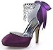 Sandali con Tallone Alto Bridal Satin Stilettod Heel Closed Toe Prom Party Dance Scarpe da Sposa Pompe da Sposa (Color : Purple, Size : 6.5 UK)