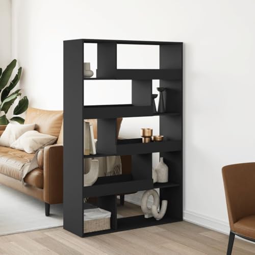 WKIEQACO Estanterías, estanterías y estantes de pie, divisor de habitación, color negro, 100 x 33 x 156,5 cm, madera de ingeniería