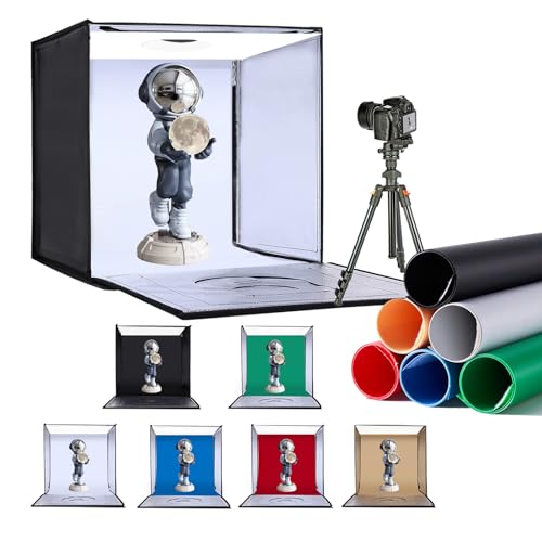 SYSCLOUD Photo Studio Light Box, 20"x20" Professional Photography Photo Light Box with 160 LEDs Lights & 6 Kinds Double-Sided Color Backgrounds for Product Picture Photography