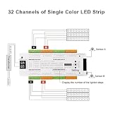 Sterownik oświetlenia schodowego, V2 Kontroler Czujnika Ruchu LED Na Schody 32 Kanały Wewnętrzny Czujnik Ruchu PIR Na Schody Ściemniacz Światła Nocnego DC 12V 24V Na Schody(Power Supply 400W)