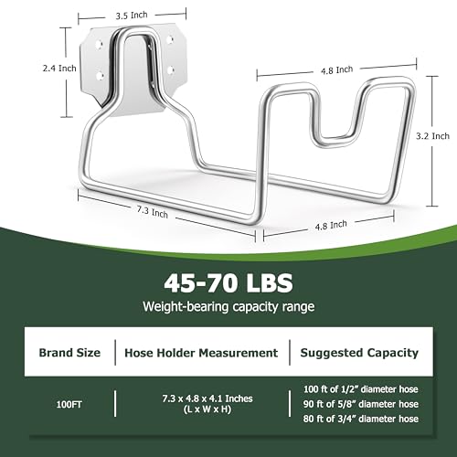 Image of HaSteeL 18 /0 Stainless Steel Wall Mount Garden Hose Holder for Outside, 1PC