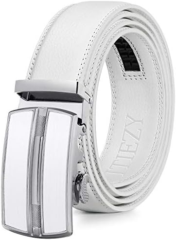 ITIEZY Men's Leather Ratchet Dress Belt with Automatic Buckle Sliding Belt for Men in Gift Box