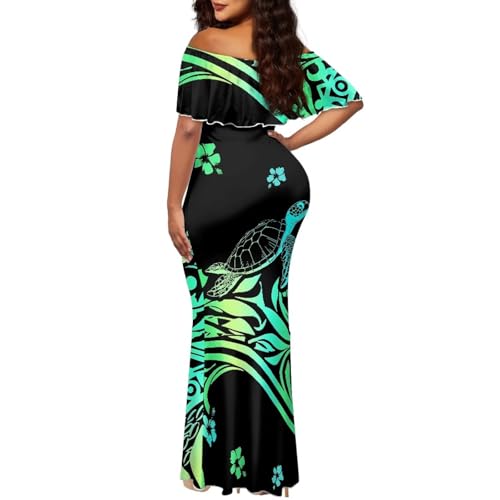 Image of Polynesian for Women S-7XL Off Shoulder Maxi Dress Hawaiian Summer Dresses