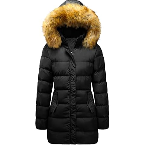 Szory Women's Winter Down Thicken Jacket Puffer Parka Coat with Removable Fur Hood(Black,X-Large) Cover