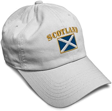 Speedy Pros Soft Baseball Cap Scotland Flag Embroidery Flags World Cup Soccer Twill Cotton Embroidered Dad Hats for Men & Women White Design Only