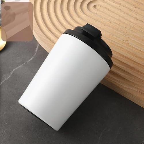 Image of Stvin 380ml Insulated Coffee Mug Travel, Stainless Steel Tumbler with Leak-Proof Lid, Reusable Thermal Cup for Hot & Cold Drinks, Car, Office, Camping & More (3rd White)