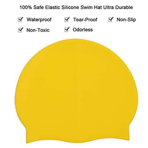 Yellow Silicone Swimming Cap For Girls Long Short Hair Non-Slip Pool Waterproof Swim Caps #TOP2