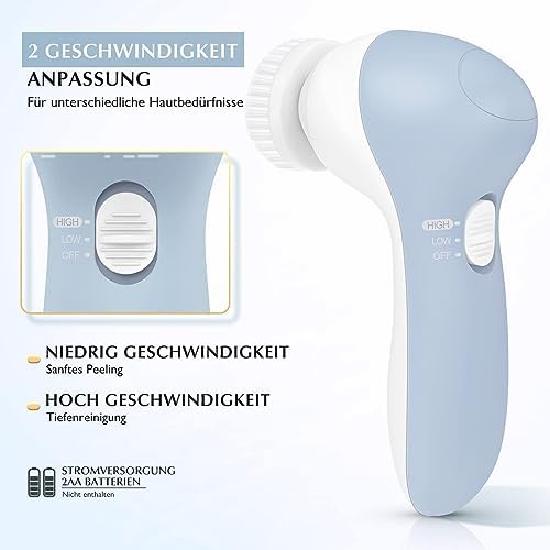 COSLUS Elektryczna szczotka do oczyszczania twarzy, IPX7, wodoszczelna szczotka do czyszczenia twarzy z 7 głowicami, głębokie czyszczenie 360°, oczyszczanie twarzy, usuwanie wągrów, peeling