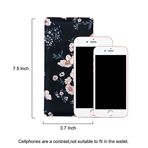 Abberry Womens Rfid Blocking Bifold Long Wallets Slim Snap Wallet Card Holder Organizer With Snap Fastener And Id Window For Ladies And Girls（Beige Flower #TOP1