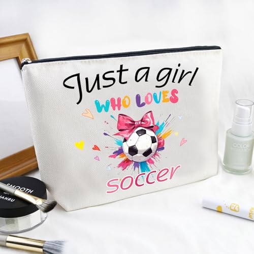 YINSSA Soccer Gifts For Women Makeup Bag Who Loves Soccer Bags For Lovers Players Coach Team Gifts For Players Fans Christmas Gift For Women Friend Travel Cosmetic Bag Female