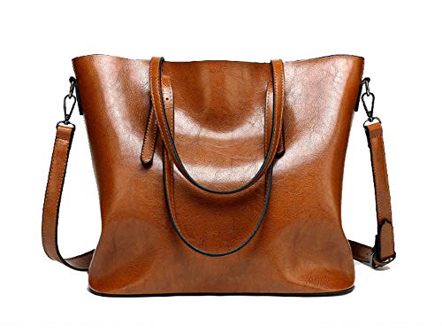 Image of Women's Vintage Large PU Leather Travel Handbag Hobo Bag Shoulder Bag Sling Bag Cross Body Bag Brown