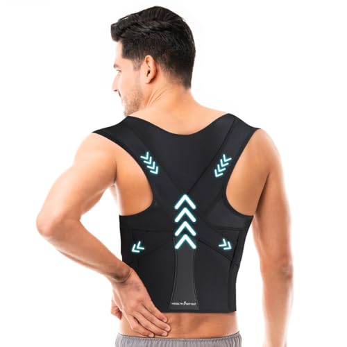 Image of HealthSense Medical-Grade Posture Corrector Belt for Men | Premium Back Support Belt for Back Pain Relief & Shoulder Alignment | Ergonomic Adjustable & Breathable Design with Anti-Tightening Comfort & Double Y Structure | PC-860 (Large)