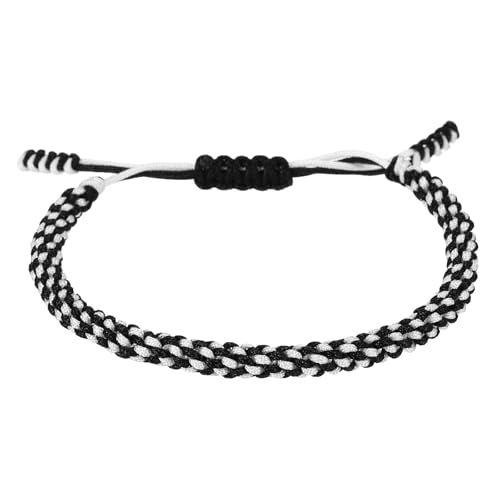 Pulsera trenzada de cuerda ajustable estilo tartán miniatura 1