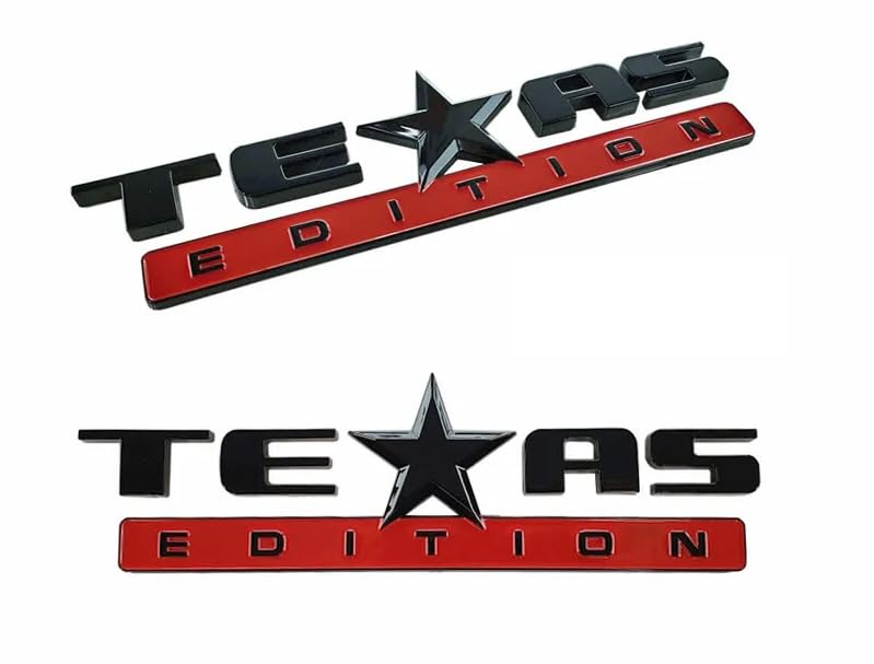 Texas Edition Black and RED Emblem Badge FITS and Compatible with GMC Sierra Chevy Silverado Suburban Tahoe Ford F150 Dodge Ram Nissan Titan Truck car Universal