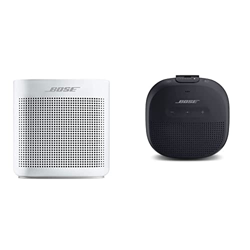 Bose SoundLink Color II: Portable Bluetooth, Wireless Speaker with Microphone- Polar White & SoundLink Micro Bluetooth Speaker: Small Portable Waterproof Speaker with Microphone, Black