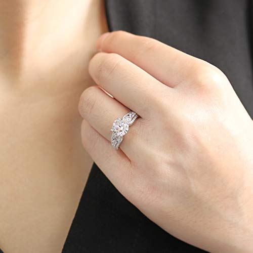 Platinum Plated 925 Sterling Silver Ring 2 Carat Stunning Round Cz Stone Wedding Engagement Ring (Size 5 To 9), 7 #TOP1