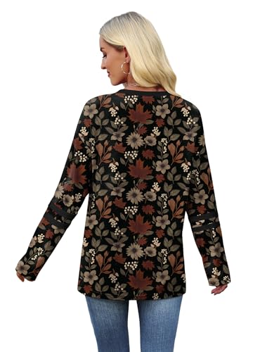 Image of Sampeel Long Sleeve Shirts for Women Color Block Casual Tops Fall Outfits 2026 Basic Tees Trendy Spring Clothes