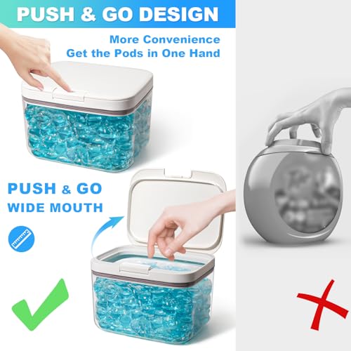ALPIRIRAL 3 Pack Laundry Pods Container, Holder Dispenser for Laundry Room Organization Decor, for Storage, Dishwasher Pods, Scent Booster, Dryer Sheet, 152+94+67fl oz with Lids, Scoops & Labels - Thumbnail 3