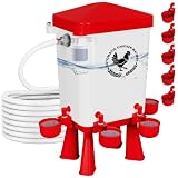 3 Gallon Chicken Waterer with 10 Chicken Water Cups, No Spill Poultry Waterer Bucket with Stand Legs, Hooks...