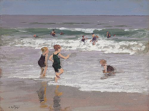 Tableau Toile peinture océan et enfants décoration murale chambre 60x90cm