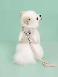 Peitoral e coleira para cães e gatos, colete macio com corda, peitoral ajustável para passear, apenas para cães pequenos e gatos, tamanho P, branco