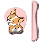 HAOCOO Keyboard Pad Wrist Rest and Gel Mouse Pad with Wrist Support,Ergonomic Corgi Mouse Pads with