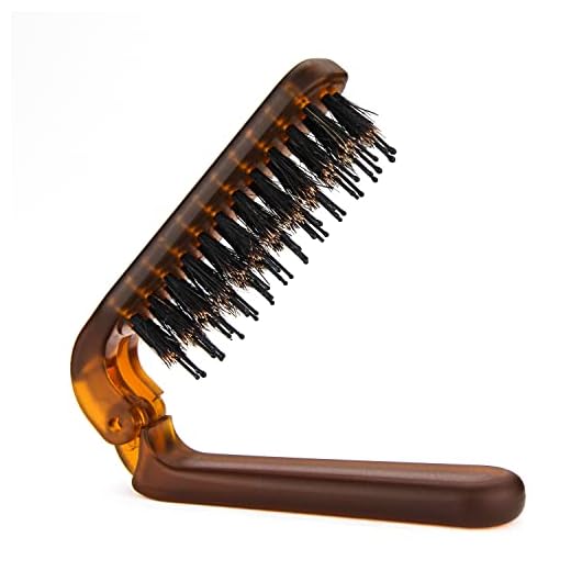 Travel Folding Hair Brush, Collapsable Portable Pocket Boar Bristle Hair Brush for Thin Thick Hair, Mini HairBrushfor Men Women Kids Thick Thin Curly Straight Wet Dry Hair Restore Shine