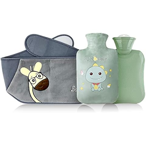 Hot Water Bottle with Cover - RIGHTWELL 1000ml Wearable Hot Water Bottle with Soft Plush Waist Cover Belt, Hot Water Bottle for Pain Relief Neck,Shoulder, Hands,Back, Legs,Waist Cover