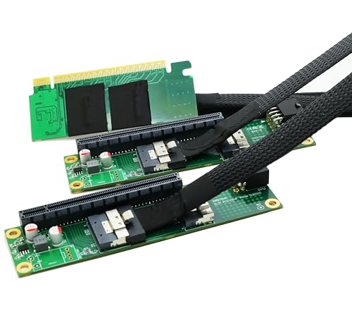 Sintech PCI-e 4.0 16X to 2 Ports PCIe 8X/16X Expansion Card,PCIe Bifurcation x16 to x8x8 Split Card with SlimSAS 8I Cable 60cm by Sintech - Used condition - US$84.74