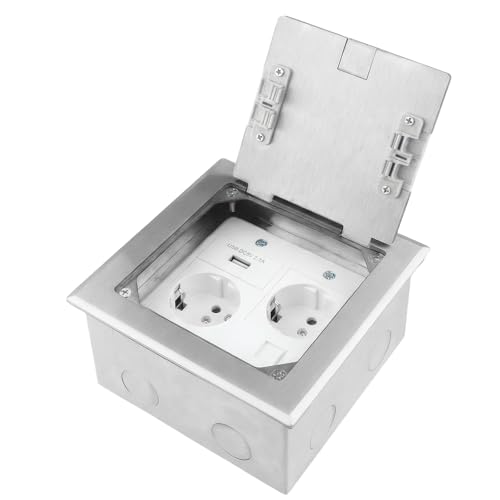 LongZYU Bodensteckdose, Bodeneinbausteckdose Edelstahl, mit USB