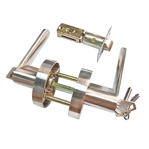 Qrity Cerradura de Manija de Puerta, Manija de Puerta con Llaves, Tamaño de Cierre 60/70 mm, para Dormitorio, Paso y Baño