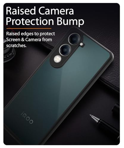 Image of WOW IMAGINE Translucent Hybrid Back Case Cover for Vivo T4 lite 5G | iQOO Z10 lite 5G | Y04 4G | Y19 5G | Y19e Smoked Matte Back | ShockProof 360 Degree Protection | Protective Hard Case - Matte Black