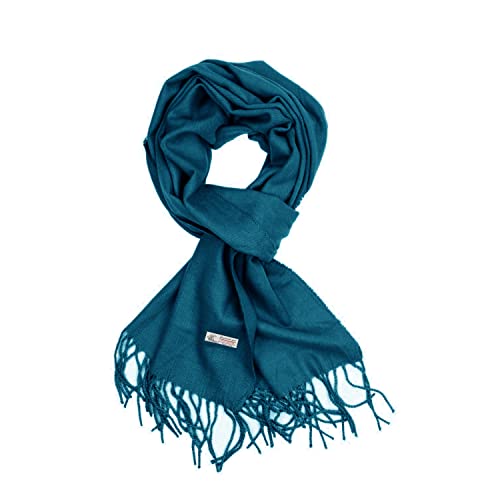 TZ Promise Plain Solid Color Cashmere Feel Classic Soft Luxurious Winter Scarf For Men Women (Teal)