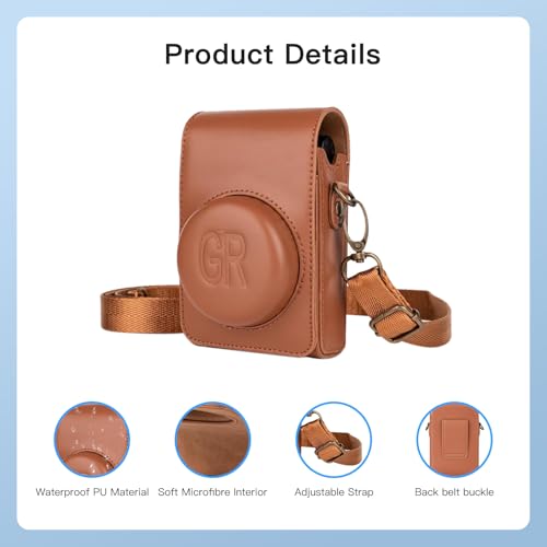 Funda para cámara Ricoh GR IV en cuero PU marrón miniatura 5