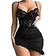 BDSMJOY Sexy Dessous Damen für Sex,Strap Spitze Jacquard Durchsichtiges Dessous Set,Partykleid Sexy Outfit Unterwäsche hochwertig erotisch Reizwäsche Set für Sex Damen (XL, Schwarz)