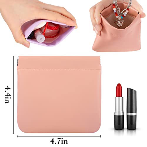 6Pcs Small Makeup Bag for Purse Pouchic Lambskin Pocket Cosmetic Bag Squeeze Top Waterproof Travel Makeup Bag No Zipper Portable Mini Makeup Pouch Self-Closing Colorful Pouch for Women Girls 6