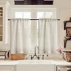 Farmhouse Boho Short Semi Sheer Curtains 24 Inch Length for Kitchen Over Sink Bathroom Rod Pocket Linen Cream Ivory RV Camper Small Cafe Tier Curtains for Basement Door Half Window Natural 2 Panels