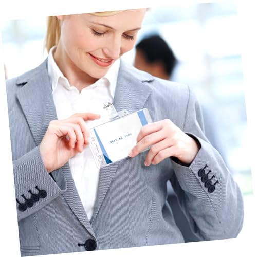 Porte-badge double usage horizontal transparent pour carte d'identité bureau - 2