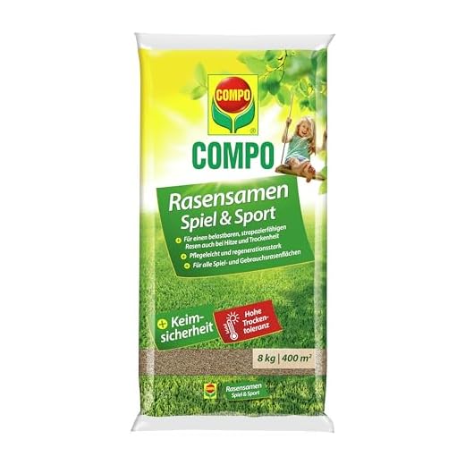 Compo Rasensaat Spiel und Sport, Universelle Rasenmischung, 8 kg, 400 m²